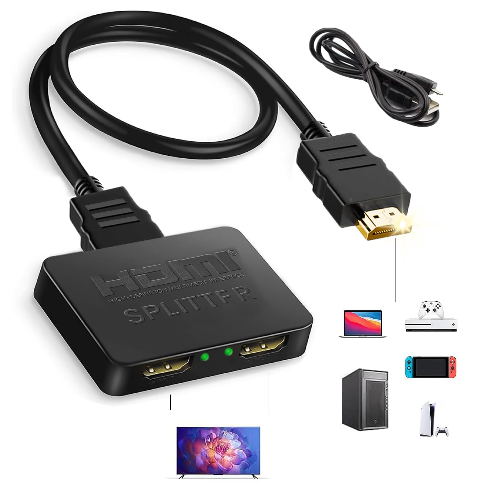 Amazon | beefeed HDMI 分配器 1入力2出力【業界の技術革新・金メッキ